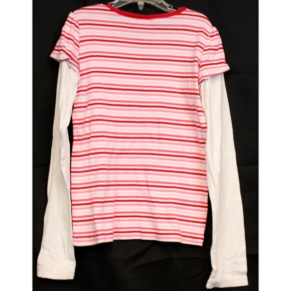 2008/09 Gymboree Sweet Heart Valentine Day Striped Shirt Heart Pink Red Rhinesto - Picture 5 of 6